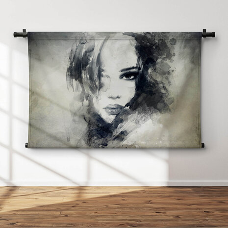 Abstract vrouwen portret in aquarel