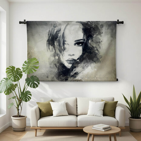 Abstract vrouwen portret in aquarel