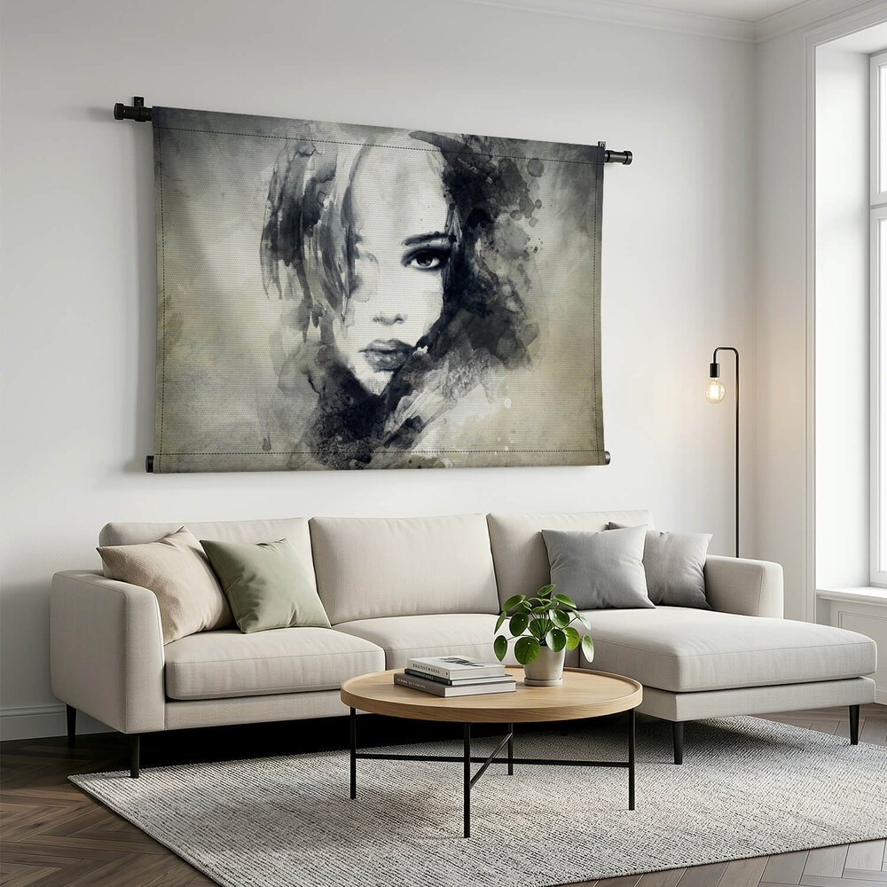 Abstract vrouwen portret in aquarel
