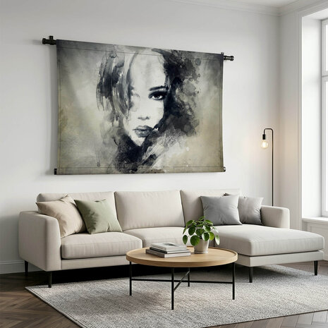 Abstract vrouwen portret in aquarel