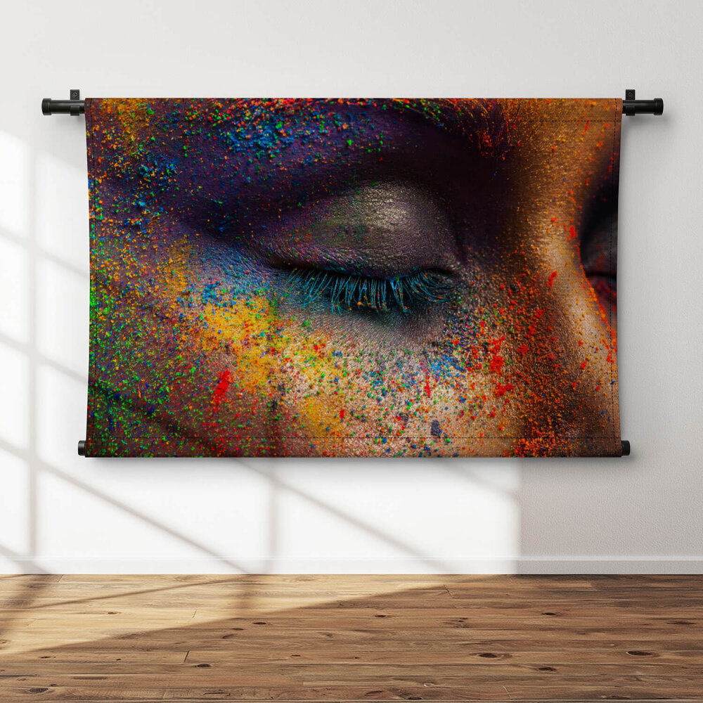 Oog met kleurrijke kunstmake-up