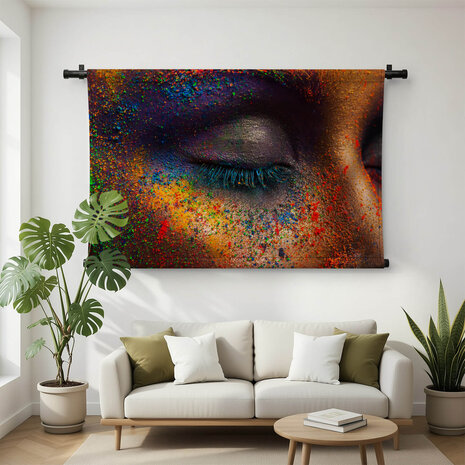 Oog met kleurrijke kunstmake-up