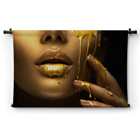 Creatieve abstracte make-up met gouden verf