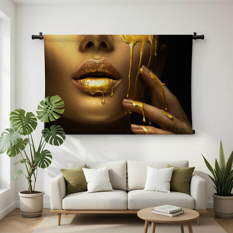Creatieve abstracte make-up met gouden verf