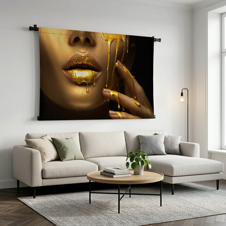 Creatieve abstracte make-up met gouden verf