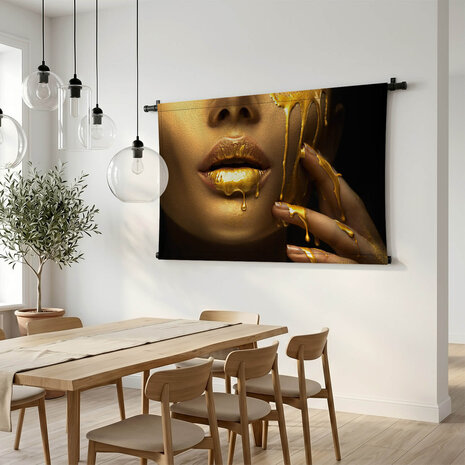 Creatieve abstracte make-up met gouden verf
