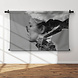 Artistieke double exposure van jonge vrouw in zwart-wit
