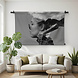 Artistieke double exposure van jonge vrouw in zwart-wit