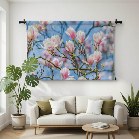 Blauwe luchten met magnolia
