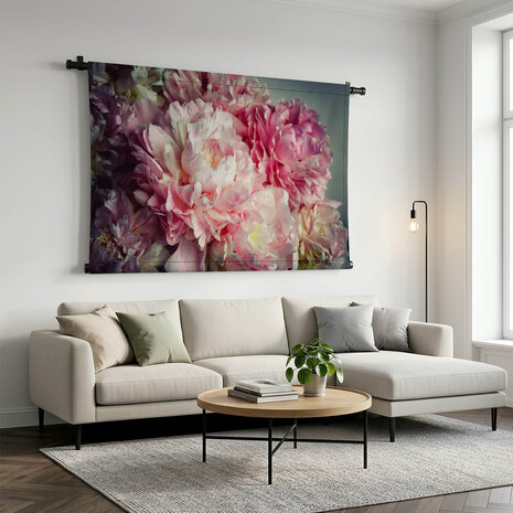 Samenspel van helder roze pioenrozen