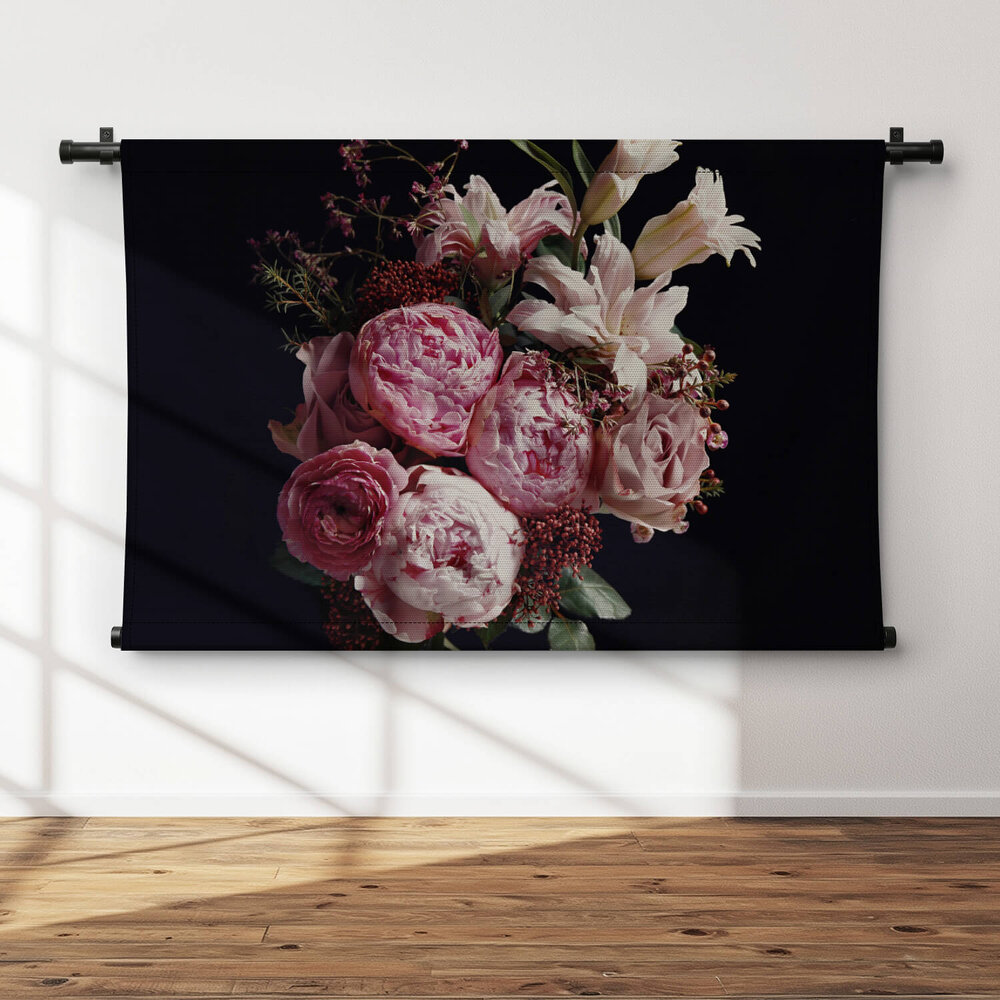 Mooi boeket van verschillende bloemen met vintage effect