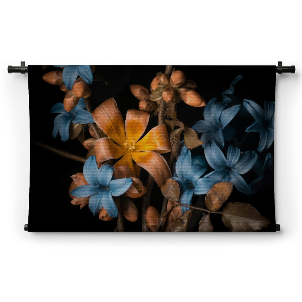 Oranje en blauwe bloemen