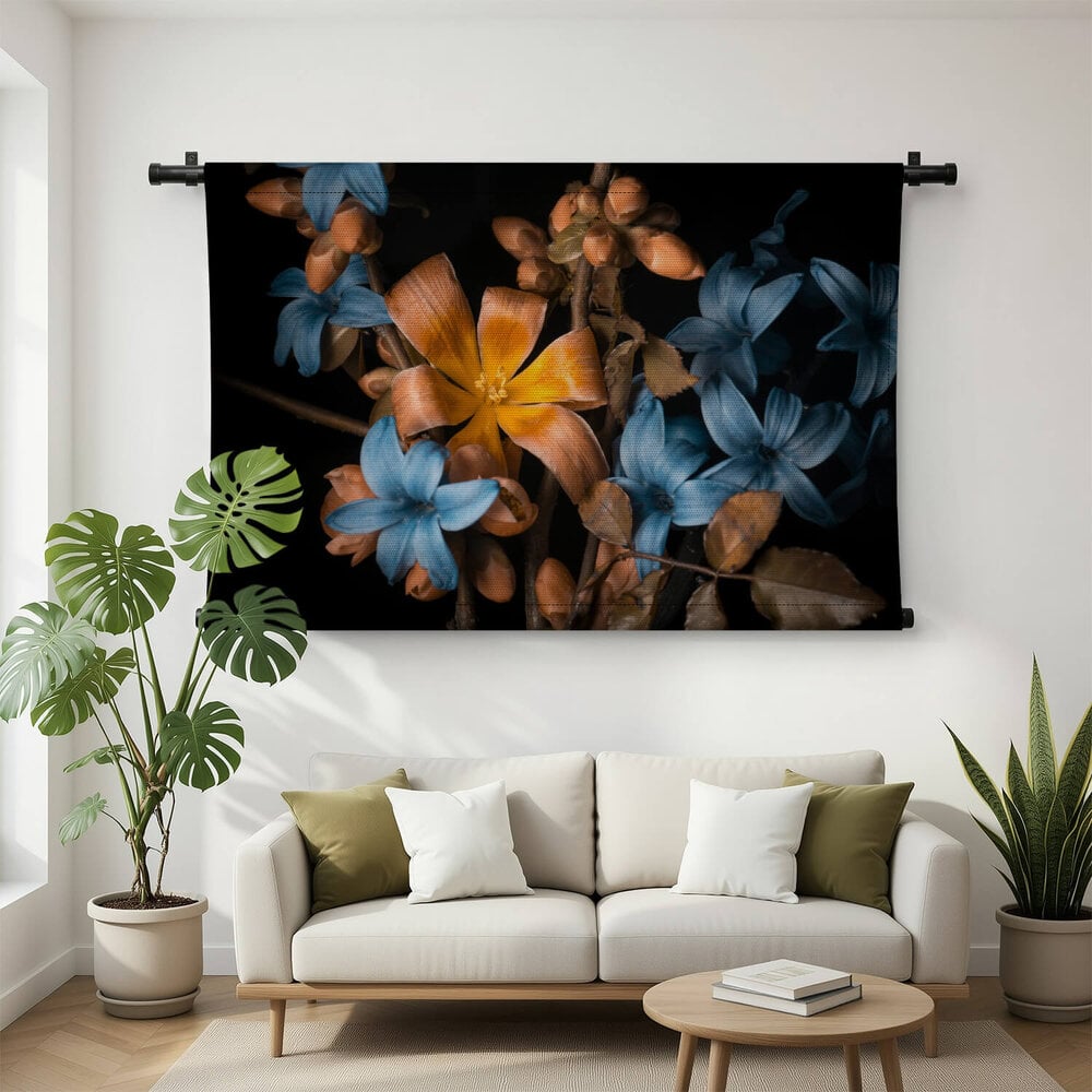 Oranje en blauwe bloemen