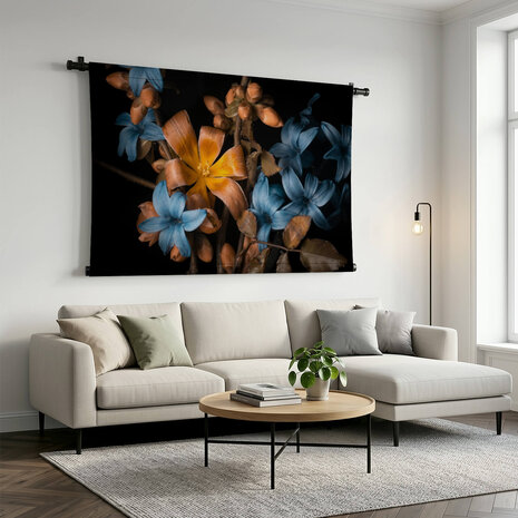 Oranje en blauwe bloemen