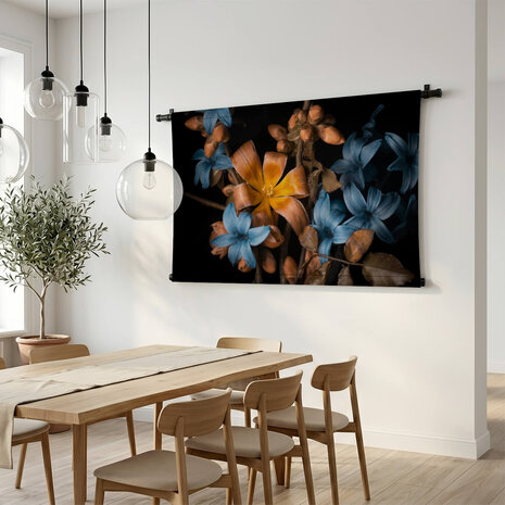 Oranje en blauwe bloemen