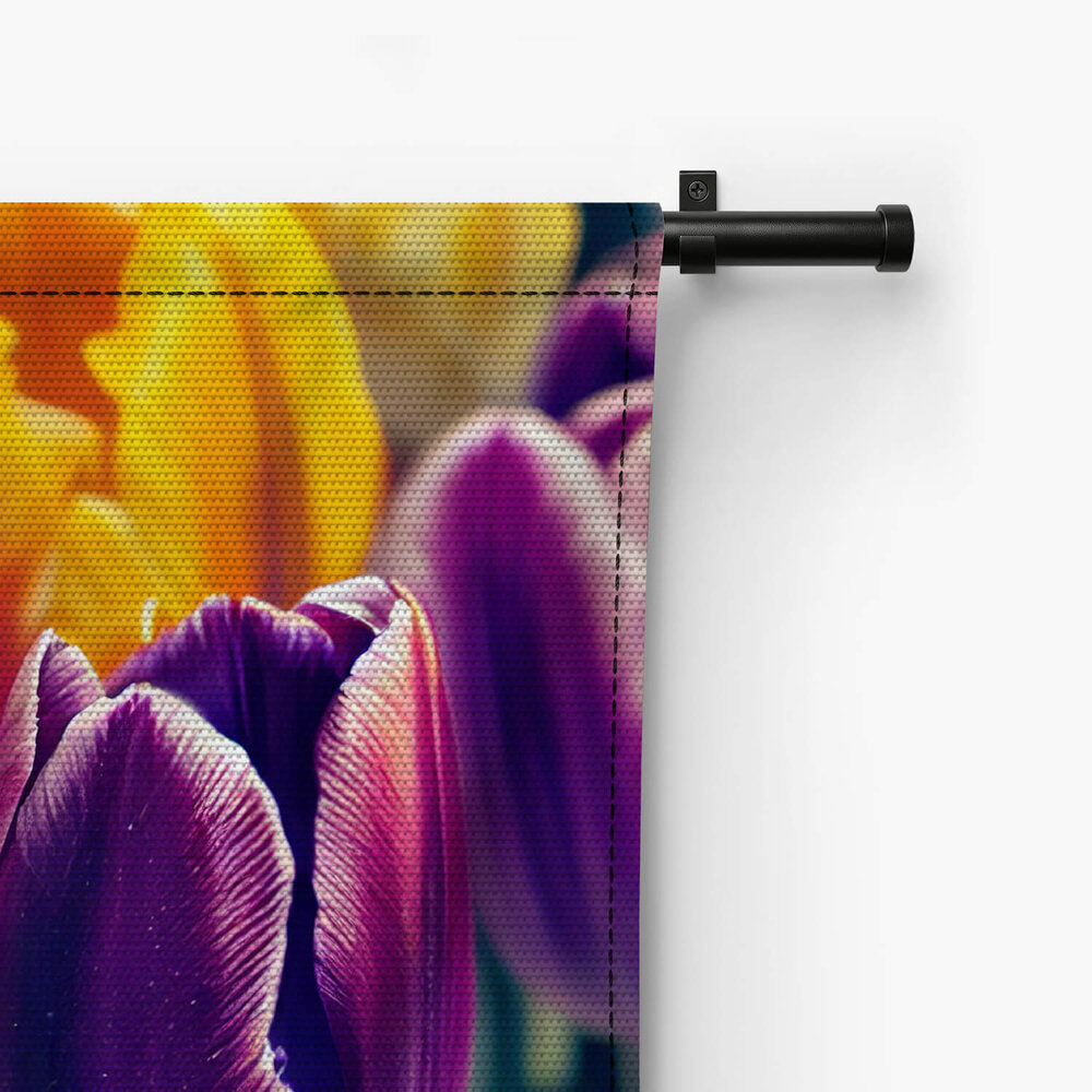 Collage van gele en paarse tulpen