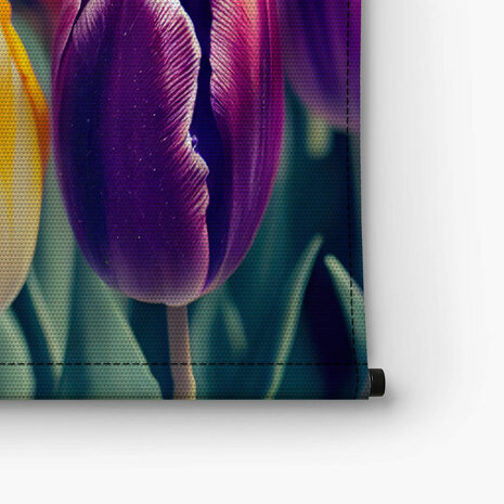 Collage van gele en paarse tulpen