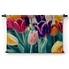 Frivool samenspel van gekleurde tulpen