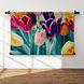 Frivool samenspel van gekleurde tulpen