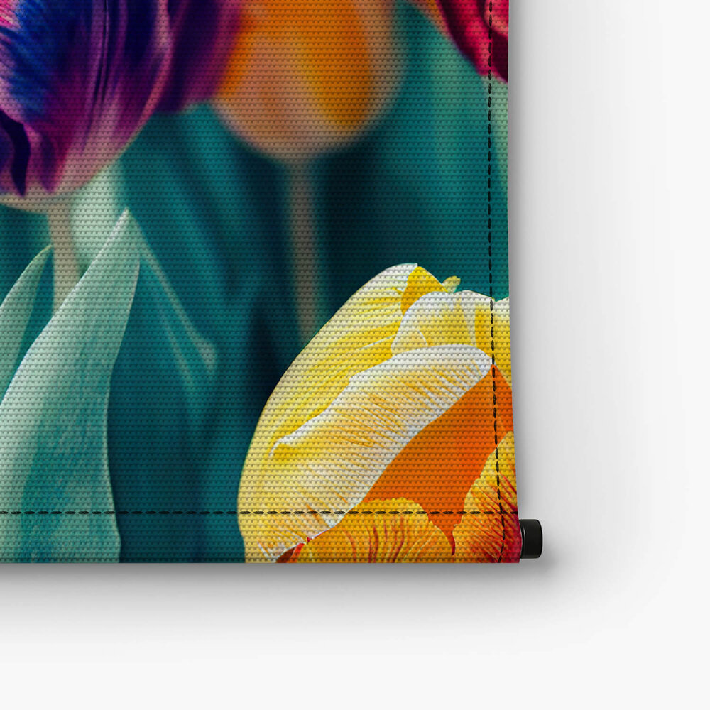 Frivool samenspel van gekleurde tulpen