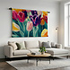 Frivool samenspel van gekleurde tulpen
