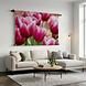 Roze tulpen in ochtenddauw