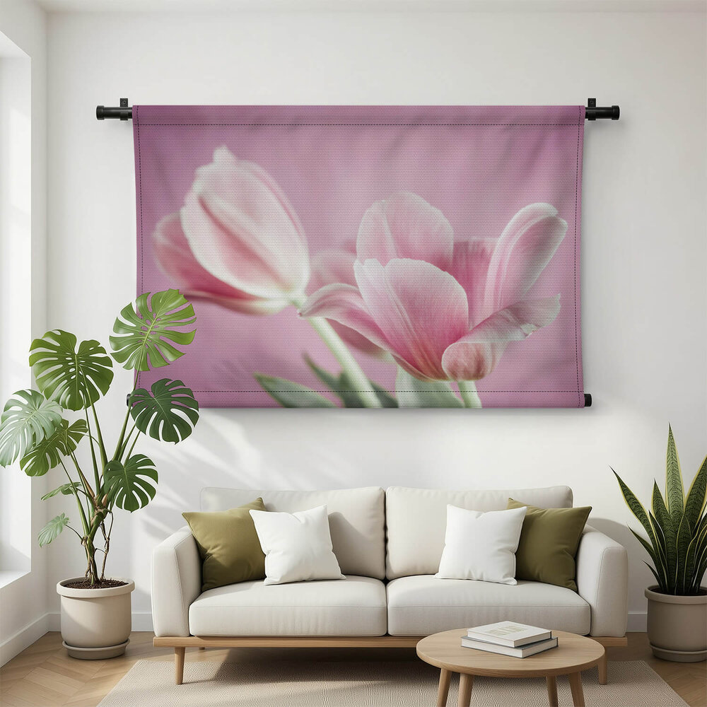 Roze tulp helemaal geopend