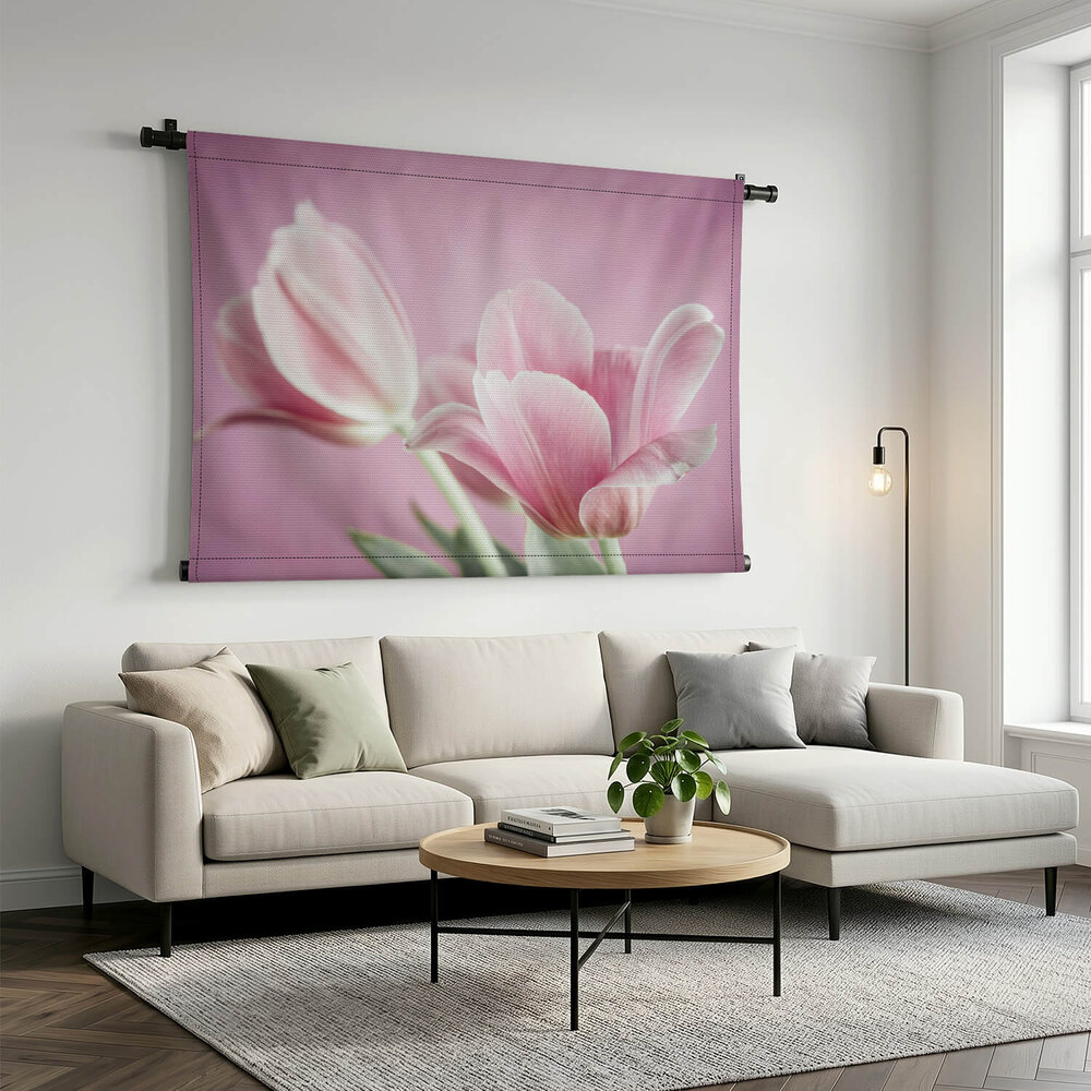 Roze tulp helemaal geopend