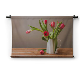 Hollands tafereel witte vaas met tulpen