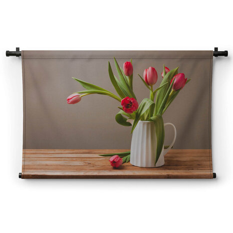 Hollands tafereel witte vaas met tulpen