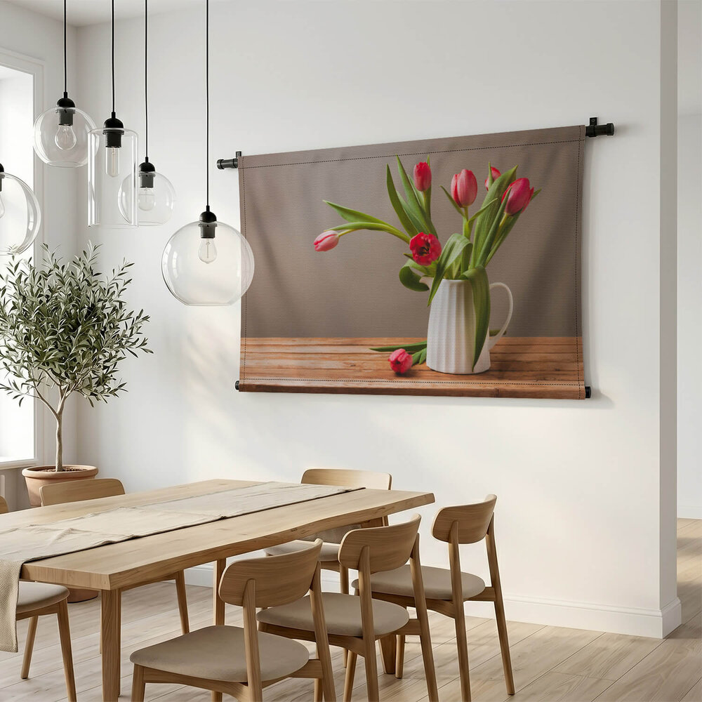 Hollands tafereel witte vaas met tulpen