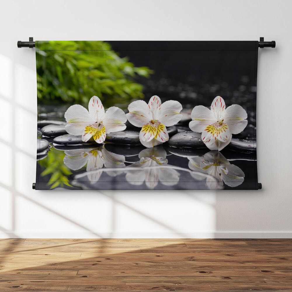 Orchideeën weerspiegelend in water