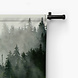 Mistig landschap met sparrenbos