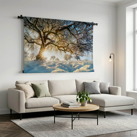 Prachtige oude eik in de winter