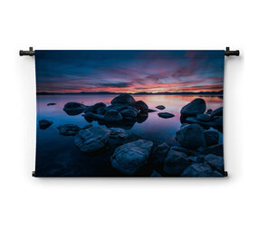 Zonsondergang boven het meer Lake Tahoe