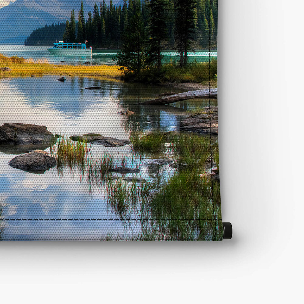 Uitzicht op bergen en Spirit Island in Jasper National Park - Canada