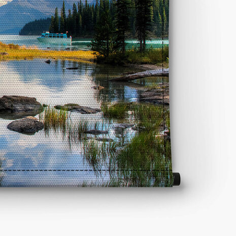Uitzicht op bergen en Spirit Island in Jasper National Park - Canada