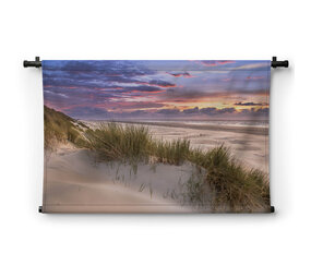 Uitzicht vanaf de duinen over het strand en de Noordzee