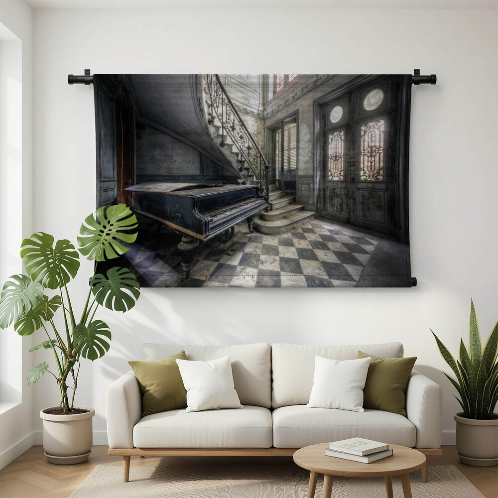 Piano in verlaten kasteeltje in Frankrijk