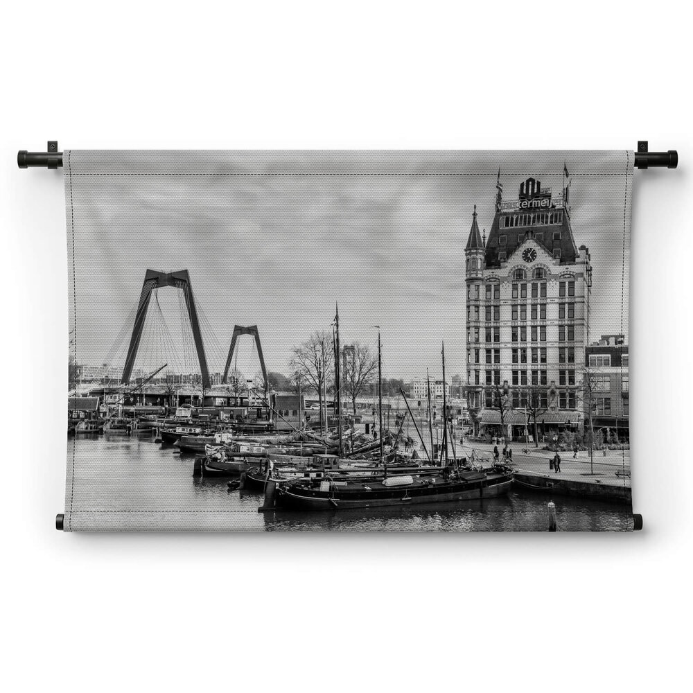 Rotterdamse haven in vroegere tijden in zwart-wit