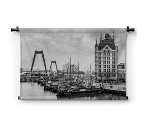 Rotterdamse haven in vroegere tijden in zwart-wit