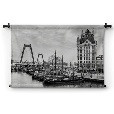 Rotterdamse haven in vroegere tijden in zwart-wit