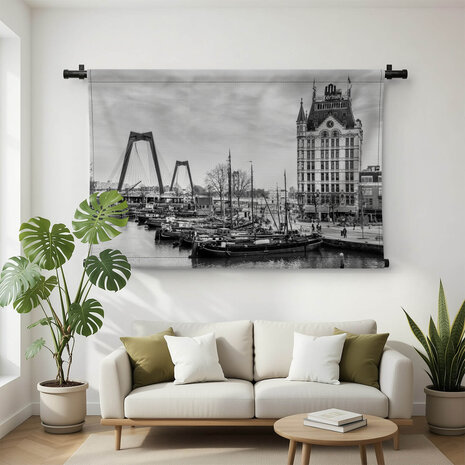 Rotterdamse haven in vroegere tijden in zwart-wit