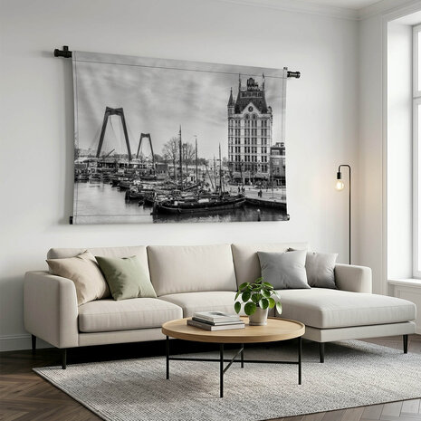 Rotterdamse haven in vroegere tijden in zwart-wit
