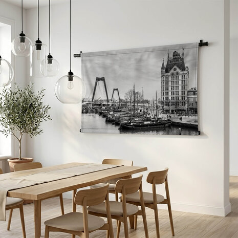 Rotterdamse haven in vroegere tijden in zwart-wit