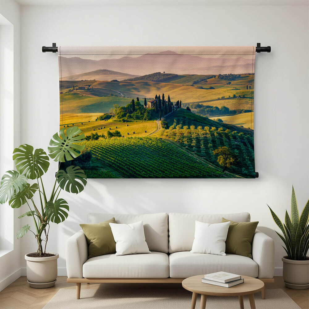 Het uitgestrekte landschap van Toscane