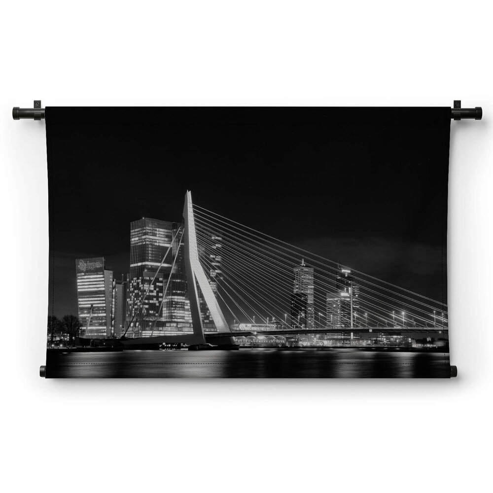 Rotterdamse Erasmusbrug in zwart-wit