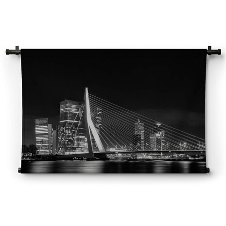 Rotterdamse Erasmusbrug in zwart-wit