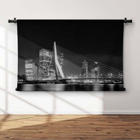 Rotterdamse Erasmusbrug in zwart-wit
