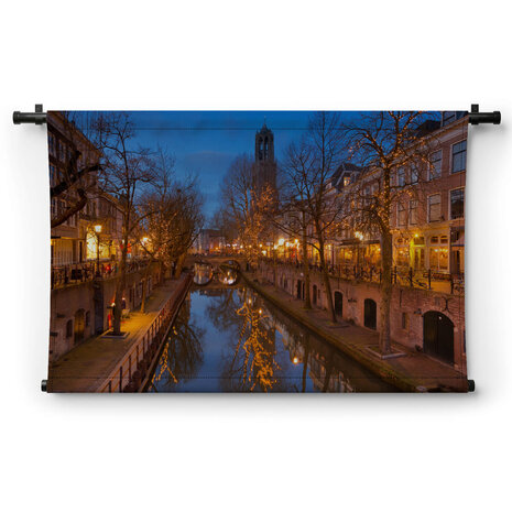 Verlichte gracht in Utrecht